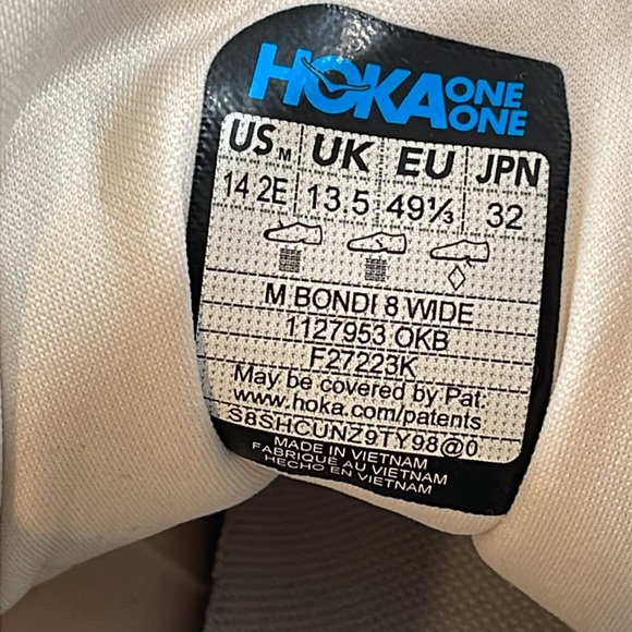 HOKA ONE ONE Bondi 8 'Oat Milk Barley' 1127953-OKB Size 14W NEW - Picture 12 of 15